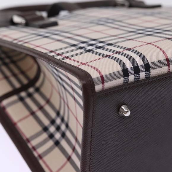 BURBERRY Nova Check Hand Bag Nylon Canvas Beige Auth mr245 - Picture 16 of 16